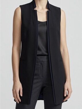 H&M Longline Sleeveless Blazer Vest Black Tailored Waistcoat Women's 2